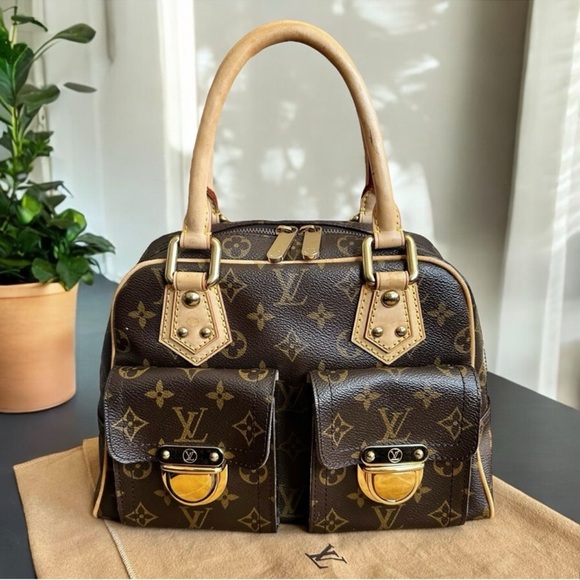 Louis Vuitton Monogram Leather Manhattan PM Satchel Bag with Dust Bag - Picture 1 of 12